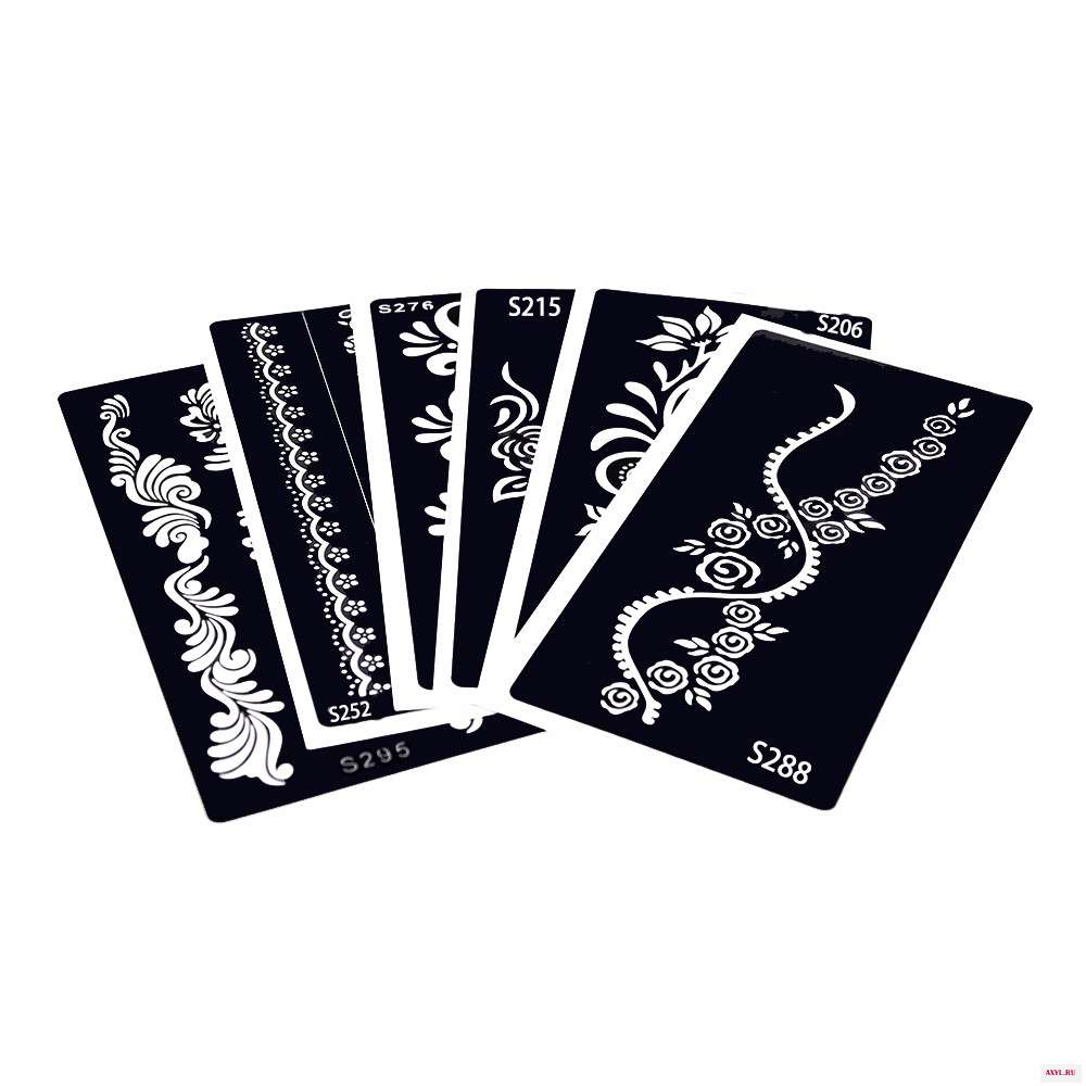 6 Sheet Wrist Body Art Henna Tatoo Stencil Flower Patter Bracelet Design Women Makeup Mehndi Tattoo Templates Party Gift S200#07 (2)