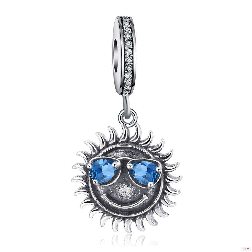 JewelryPalace счастливая улыбка лета синие солнцезащитные очки очарование бисера Браслет fit 925 стерлингового
