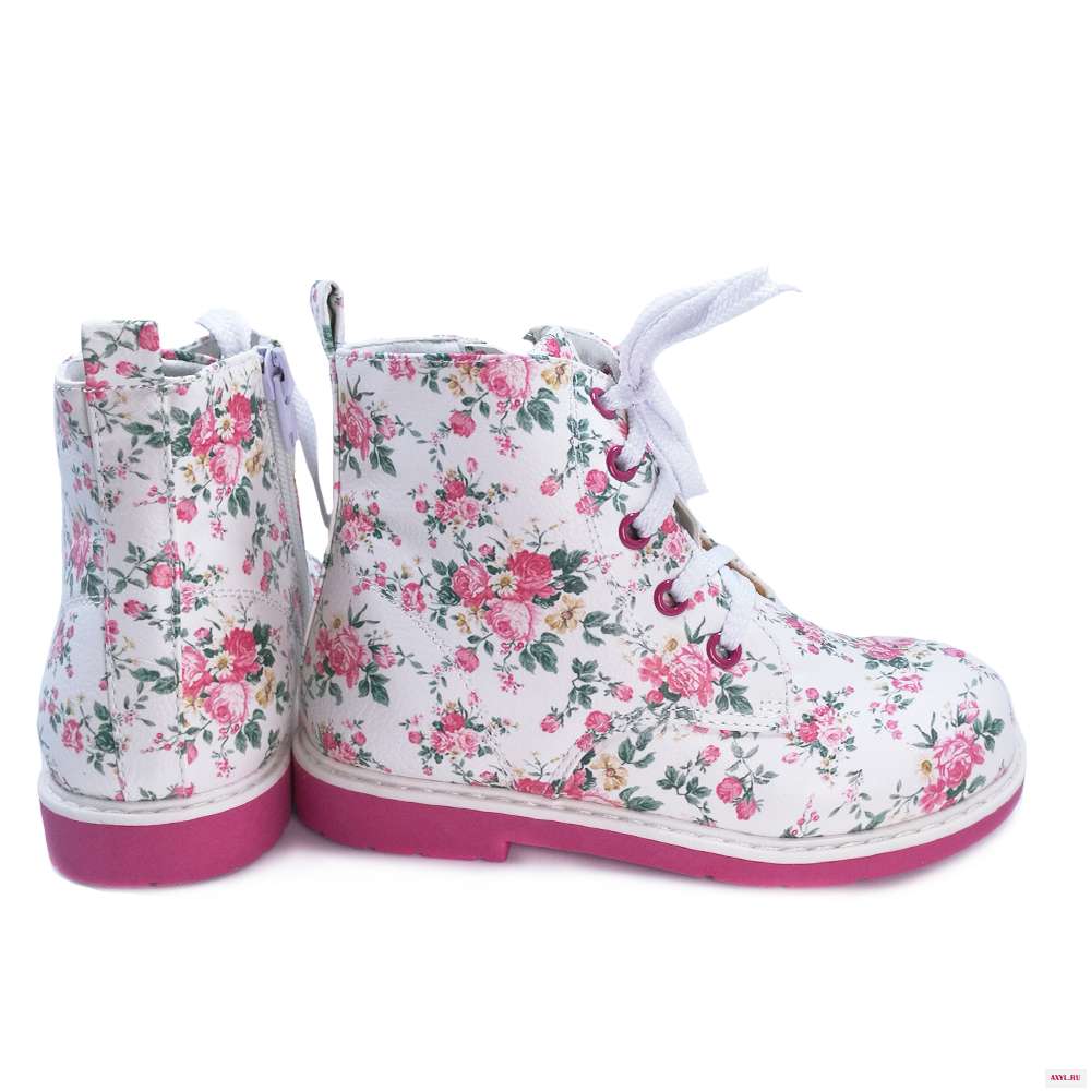 Ботинки детские ортопедические из ПУ кожи повседневная обувь для девочек с цветочным принтом симпатичные