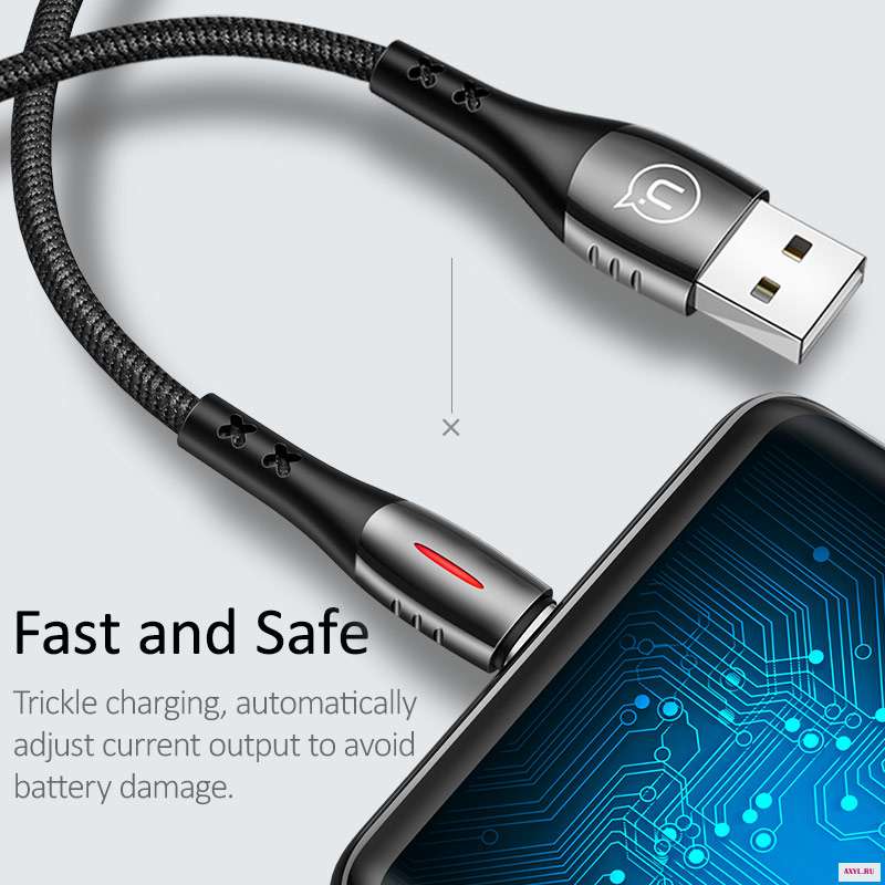 USAMS type C кабель Smart power Off Auto Cut offFast зарядный нейлоновый USB QC3.0 шнур для передачи данных Xiaomi samsung HUAWEI