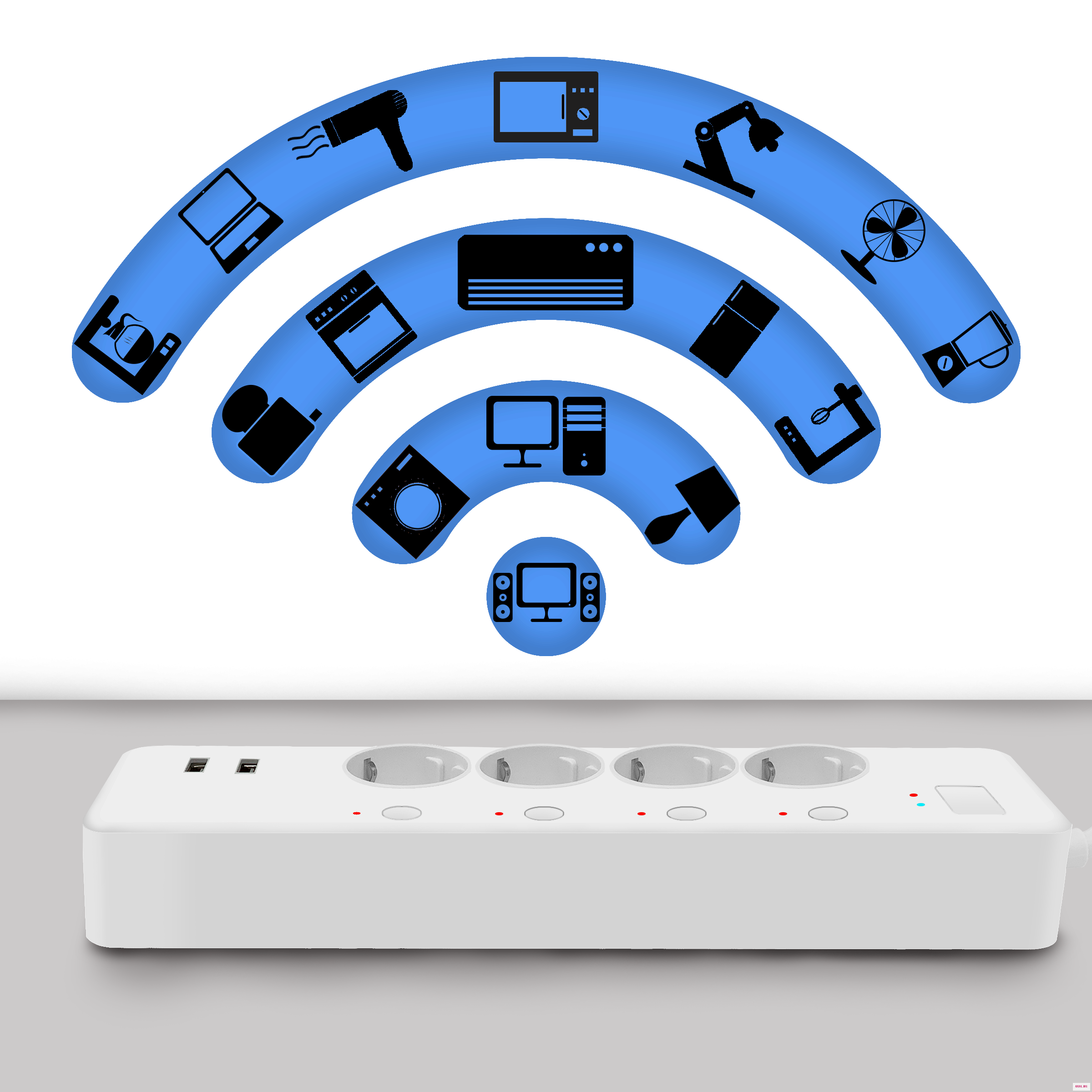 Wifi умная полоса питания Tuya Smart 4 EU розетка 2 USB порта монитор умный дом дистанционное управление