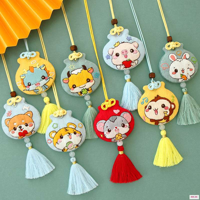 Вышивка крестиком Omamori с китайским знаком зодиака Набор для вышивки сделай сам кошелек набор игл нитки