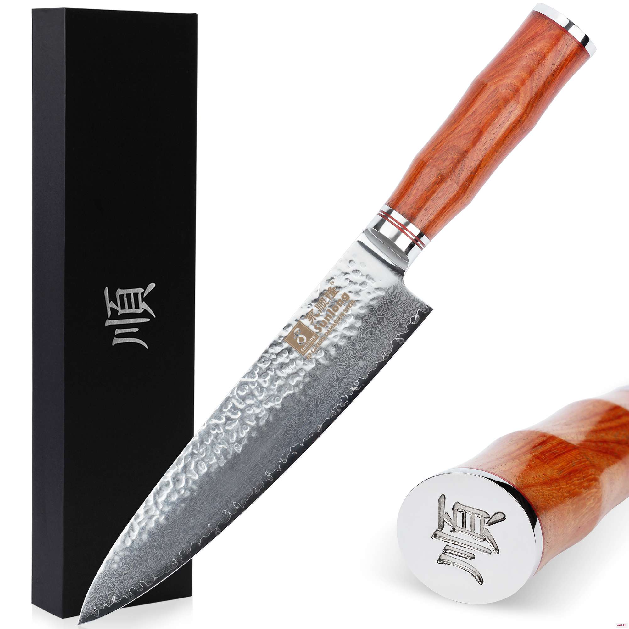 Sunlong ножи повара 8 дюймов Gyuto японский VG10 Дамасская сталь кухонные Палисандр Ручка|slicing knife|damascus steelcut meat |