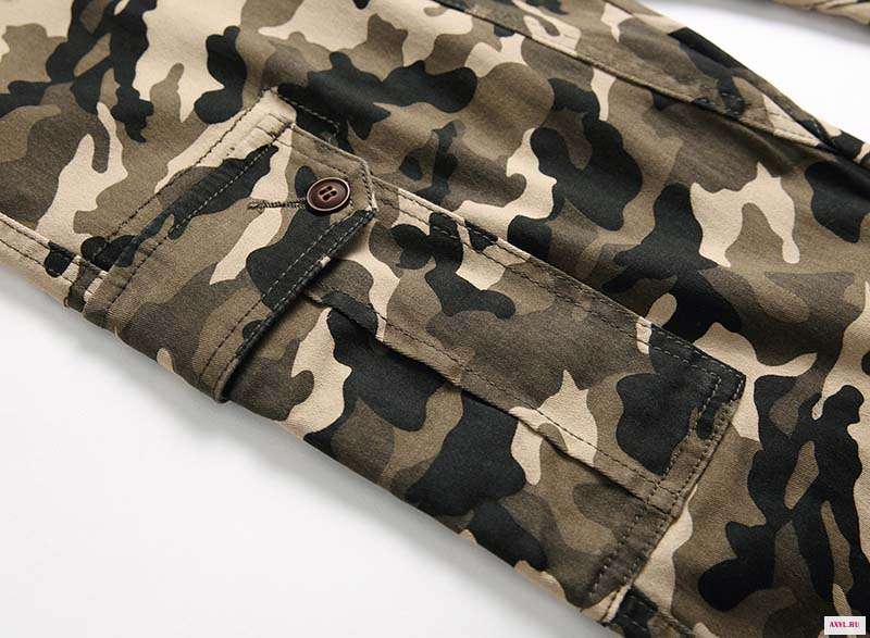KIOVNO Men Cargo Camouflage Jeans Pants Multi Pockets Slim Fit Stretch Denim Trousers For Male Size 28-40  (5)