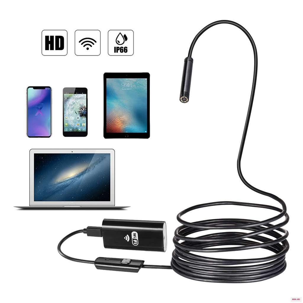 Car Repair USB Endoscope 2.0 MP Camera Borescope 2 in 1 HD Waterproof 6Led Light 5M Accessories | Автомобили - Цена: 