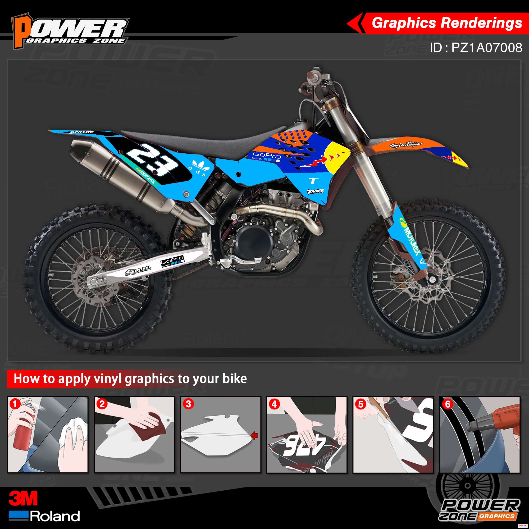 PowerZone Custom Team Graphics деколи для фона 3 м Набор наклеек KTM SX SXF MX 07 10 EXC XCW Enduro 08 11 125 до 500cc 08|Наклейки и стикеры| |