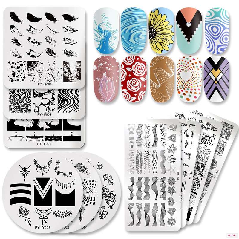 Nail Art Нержавеющая сталь печатной формы синяя пленка стальная пластина с геометрическим рисунком