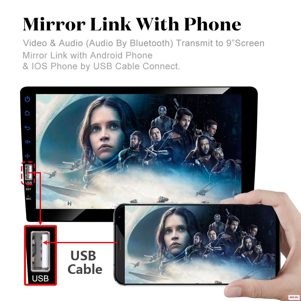 Автомобильный мультимедийный плеер Podofo стерео система на Android с 9 "экраном функцией Mirror Link Bluetooth USB FM радио