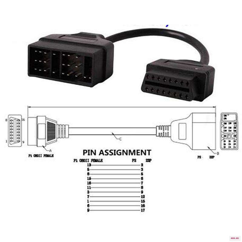 Автомобильный Кабель OBD II для Toyota 17Pin & 22Pin мужчина к 16Pin 2 Женский Диагностический разъем 17 Pin 22 OBDII