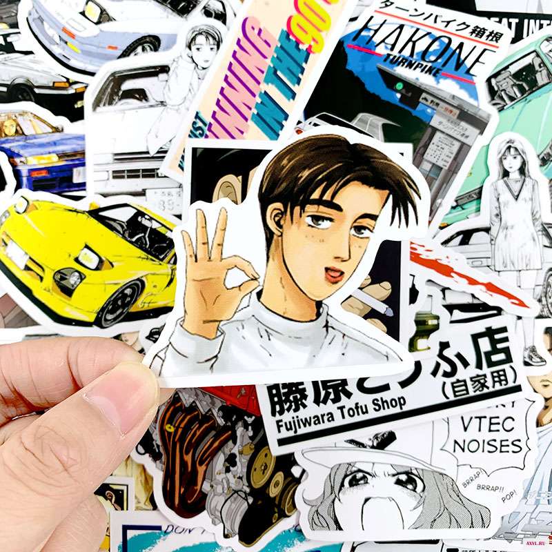 Водонепроницаемые граффити наклейки для ноутбука мотоцикла багажа скейтборда 10/50 шт./компл. Initial D|Наклейки| |