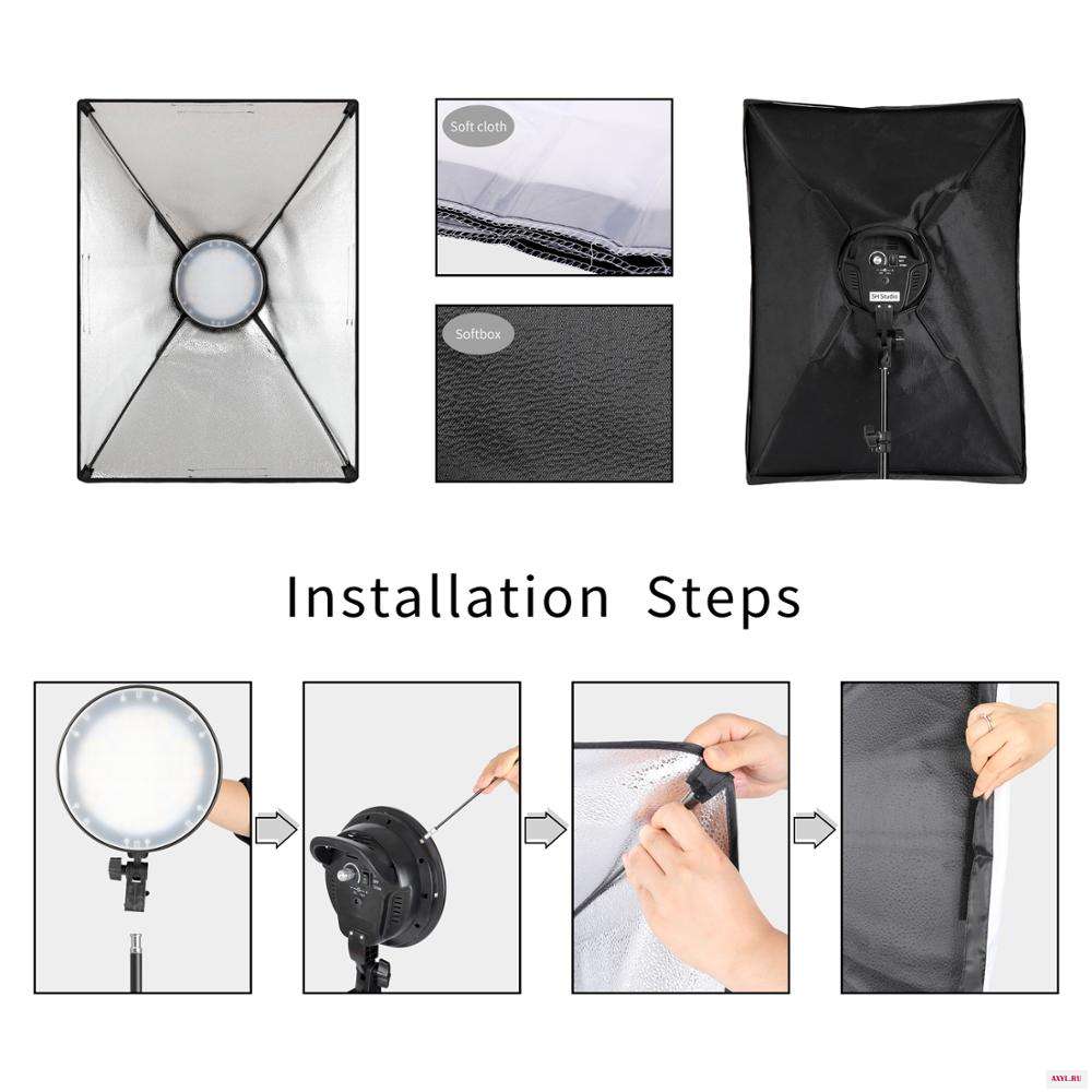 Комплект освещения Softbox 50 см * 70 45 Вт двухцветный приглушаемый светодиодный комплект для фотостудии фото