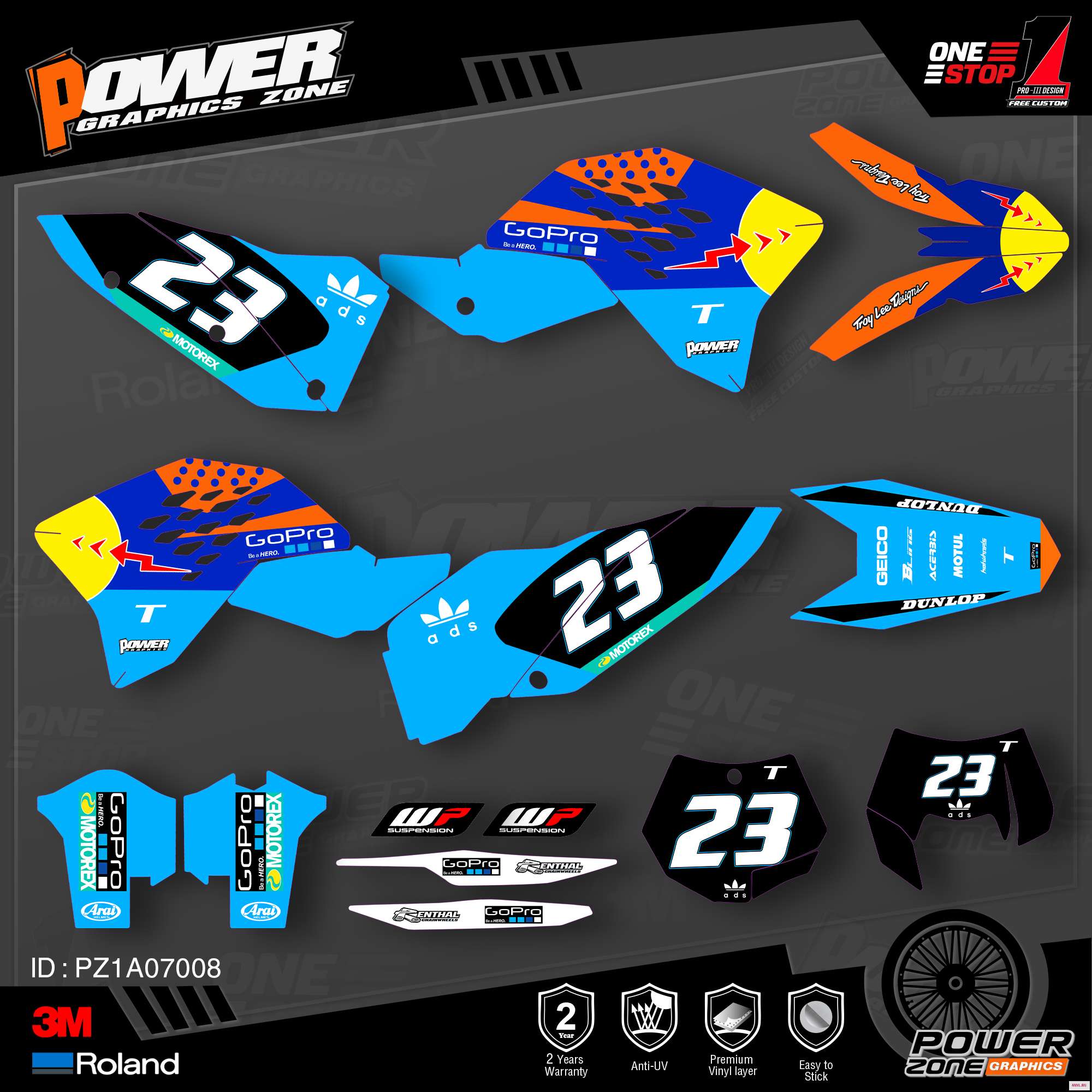 PowerZone Custom Team Graphics деколи для фона 3 м Набор наклеек KTM SX SXF MX 07 10 EXC XCW Enduro 08 11 125 до 500cc 08|Наклейки и стикеры| |