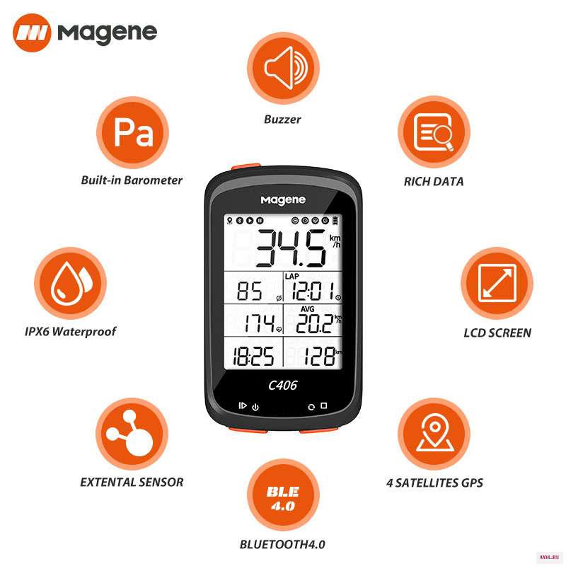 Велосипедный компьютер Magene C406 водонепроницаемый GPS беспроводной смарт спидометр одометр для горных