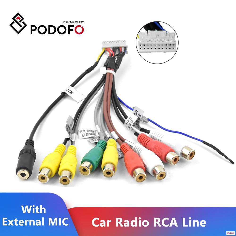 Автомобильный радиоприемник Podofo RCA выход Aux in адаптер кабель с внешним микрофоном|Мультимедиаплеер для авто|