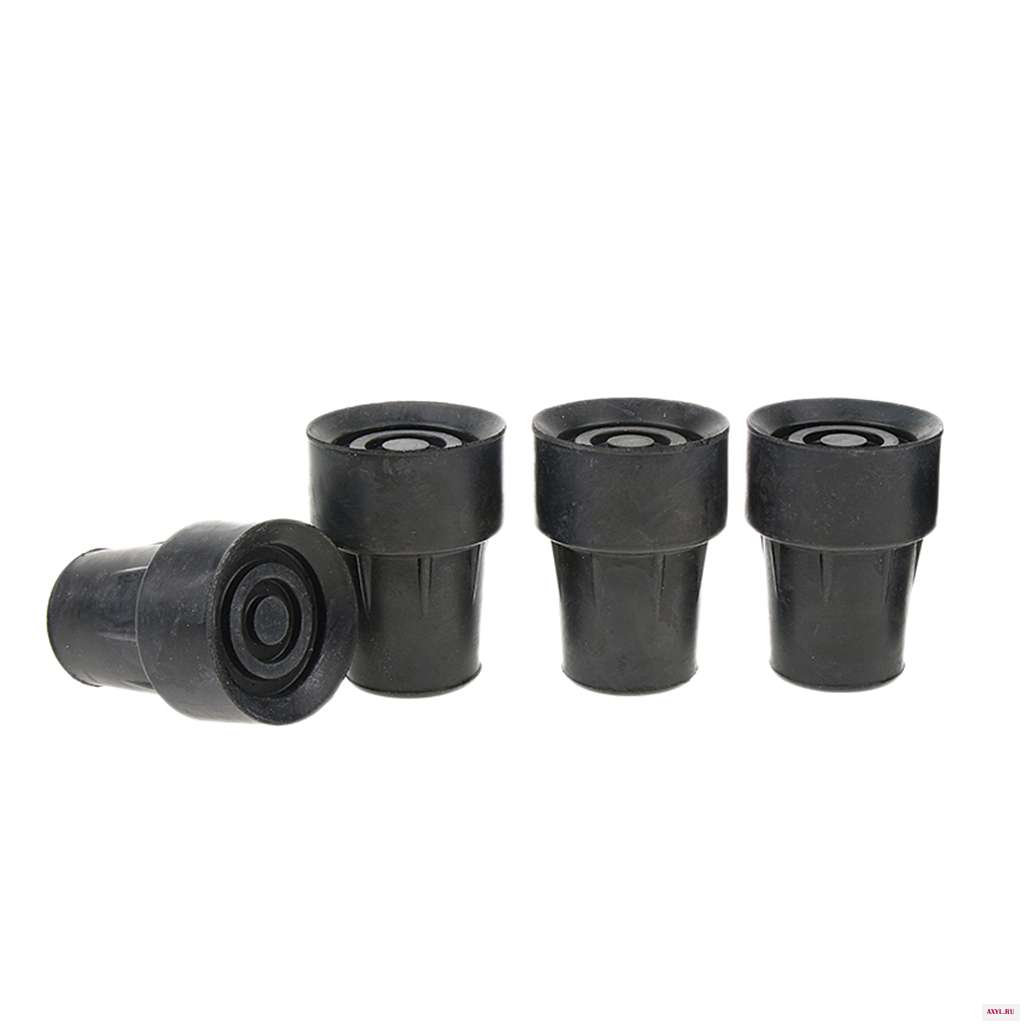 4pcs Anti Skid Rubber Walking Stick Cane Crutch Heavy Duty Ferrules Bottom Ends Protector - Black, 19mm