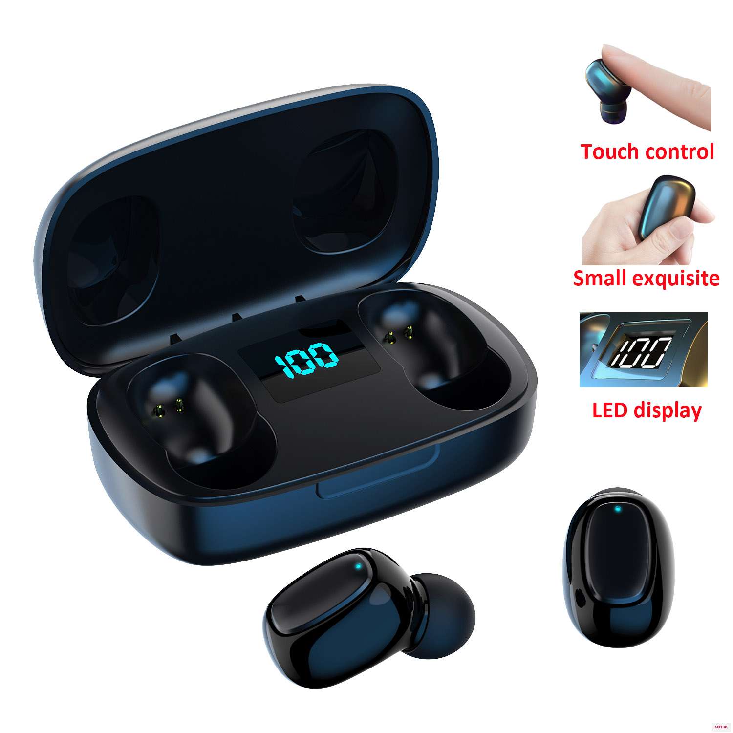 Bluetooth V5.0 беспроводные наушники сенсорные 9D объемный звук вкладыши с двойным микрофоном для Android iPhone