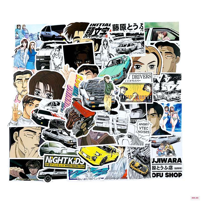 Водонепроницаемые граффити наклейки для ноутбука мотоцикла багажа скейтборда 10/50 шт./компл. Initial D|Наклейки| |