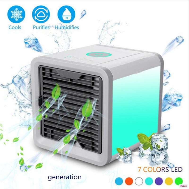 USB Mini Portable air conditioning humidifier Air Cooler indoor deodorizer purifier 7Light Fan Desktop Space Office - Цена: US $22.79