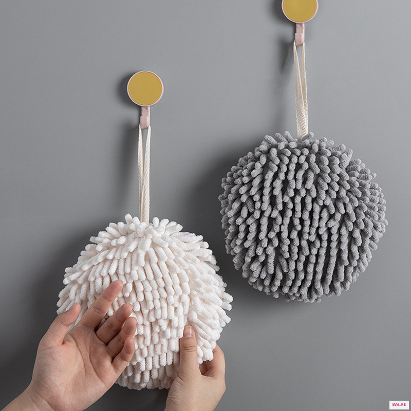 Chenille Hand Towels Kitchen Bathroom Towel Ball with Hanging Loops Quick Dry Soft Absorbent Microfiber - Цена: 253,13 руб.