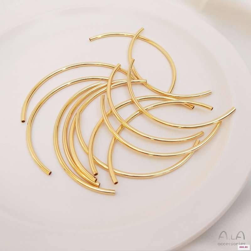 Невыцветающая медная трубка с золотым покрытием 14 к изогнутая 60 мм половина кольца аксессуары для браслета