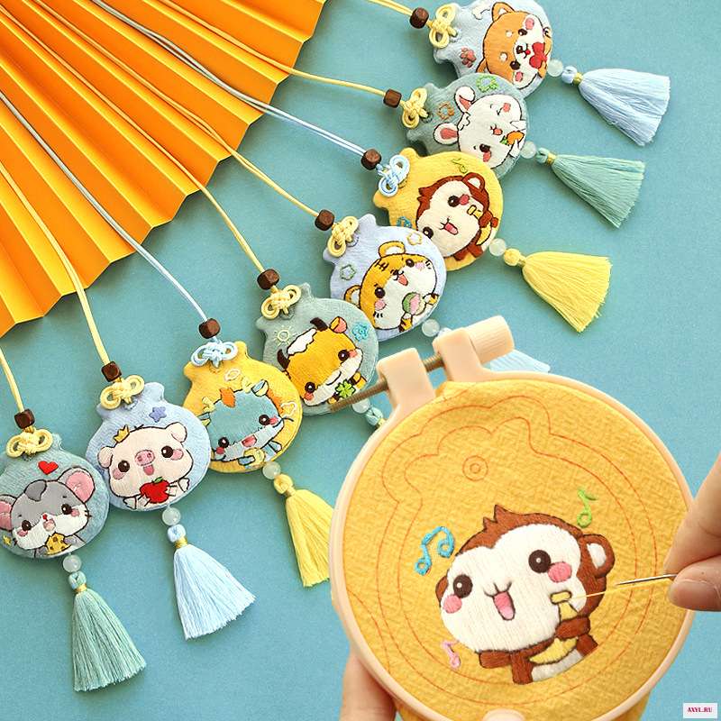 Вышивка крестиком Omamori с китайским знаком зодиака Набор для вышивки сделай сам кошелек набор игл нитки