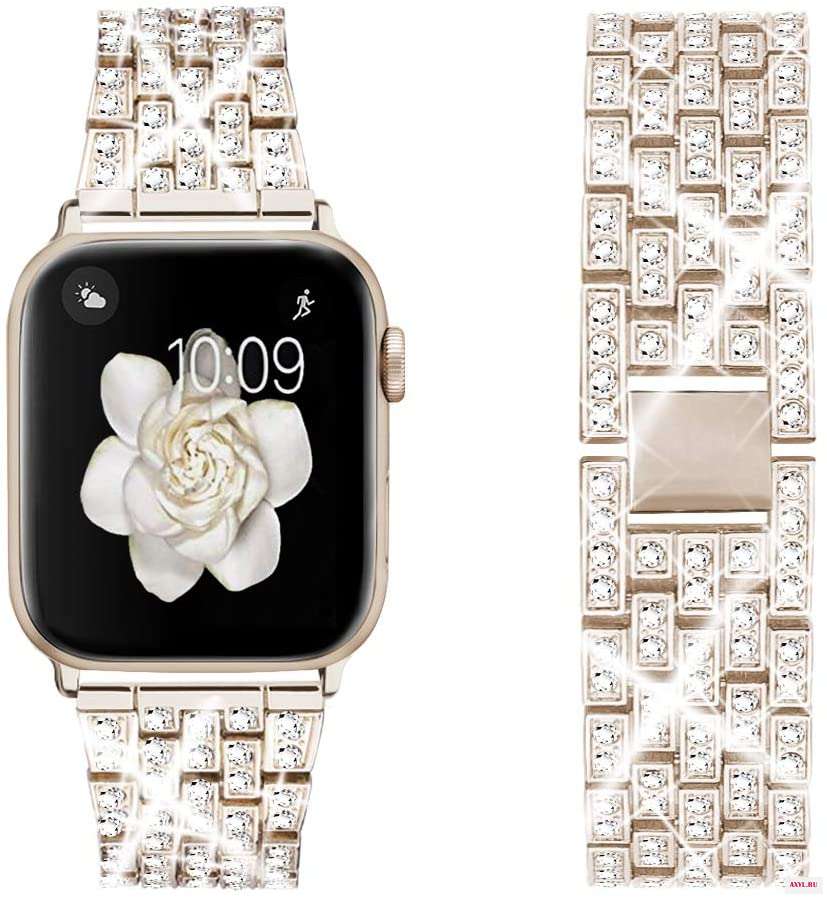 Ремешок из нержавеющей стали для Apple watch 6 band 44 мм 40 женский браслет с бриллиантами iwatch serice 5 4 3 38 42 мм|Ремешки