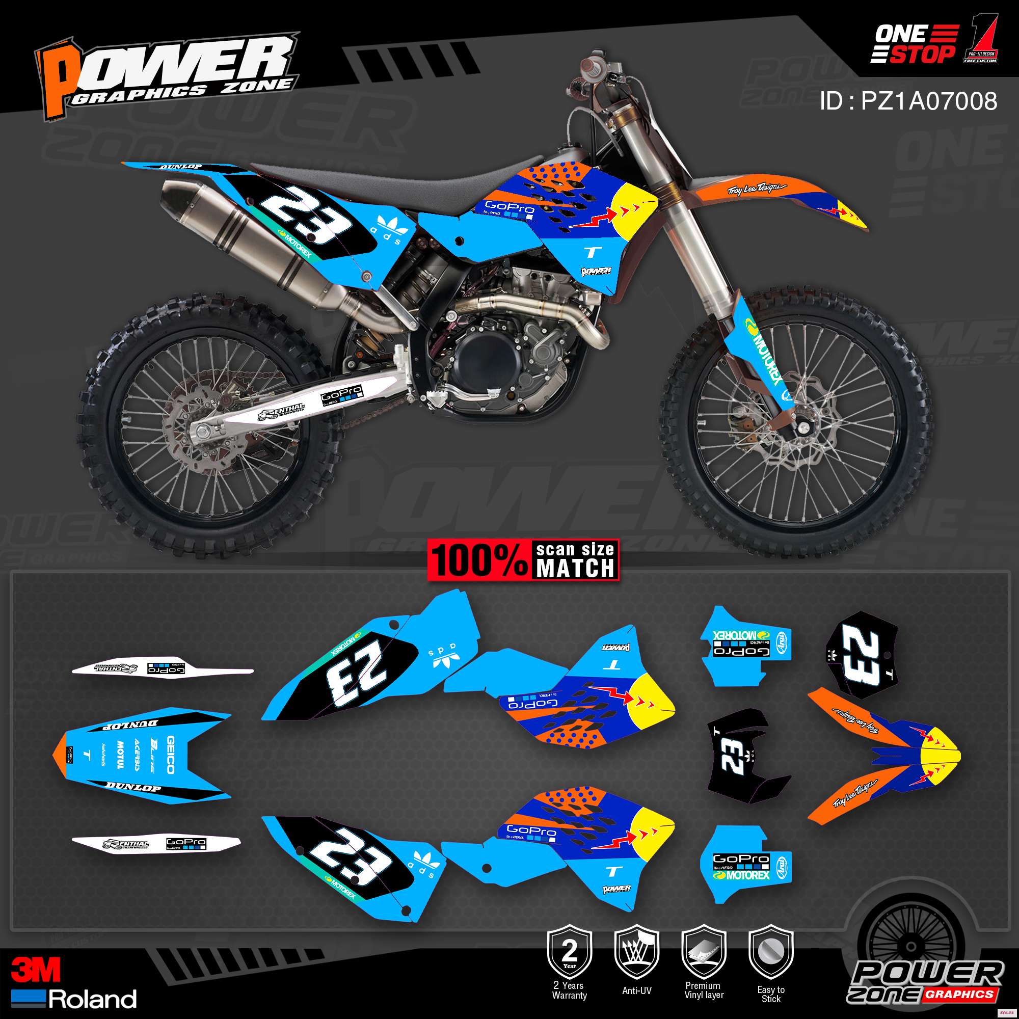 PowerZone Custom Team Graphics деколи для фона 3 м Набор наклеек KTM SX SXF MX 07 10 EXC XCW Enduro 08 11 125 до 500cc 08|Наклейки и стикеры| |