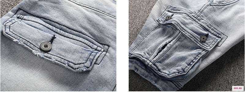 KIOVNO Summer Men Cargo Casual Denim Shorts Straight Washed Jeans Shorts Male Multi Pockets (2)