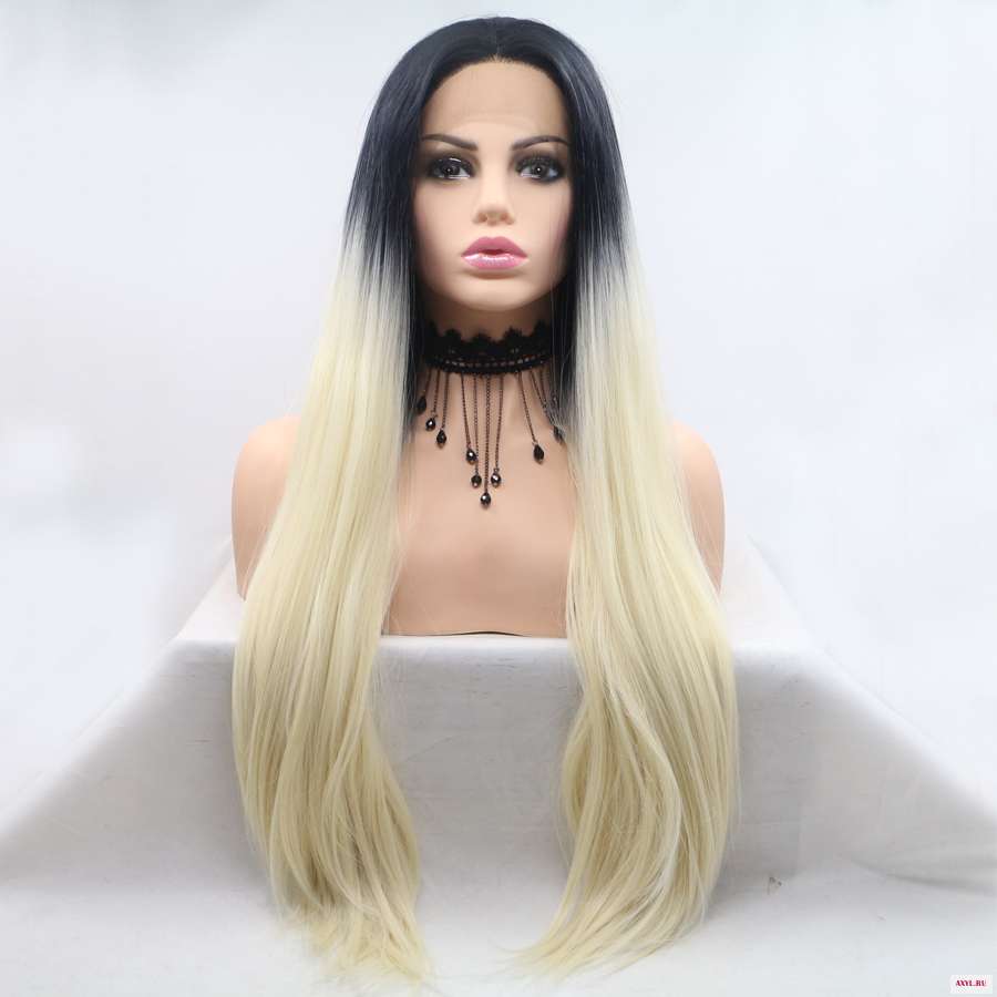 613 Ombre Blonde Wigs Lace Front Synthetic Hair Pre Plucked Dark Roots Long Straight Cosplay Frontal For Womens | - Цена: US $45.20