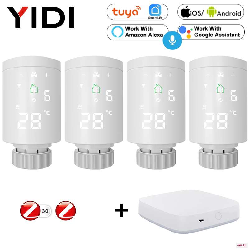 Привод радиатора ZigBee Wifi Smart TRV термостатический клапан контроль температуры голосовое управление Google