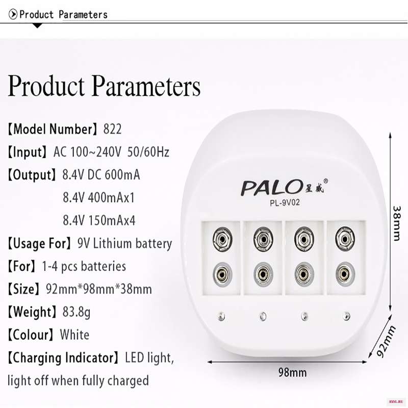 PALO 4 слота 9V 6f22 зарядное устройство мини Двойной аккумулятор для 6F22 литий ионная аккумуляторная батарея|battery