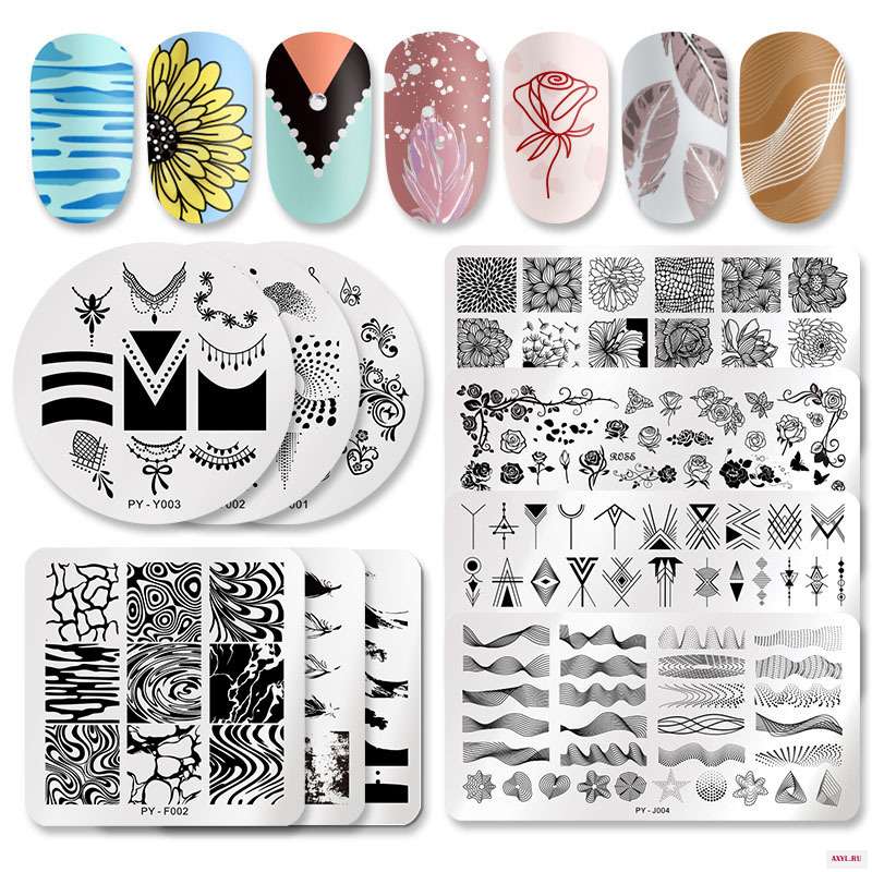 Nail Art Нержавеющая сталь печатной формы синяя пленка стальная пластина с геометрическим рисунком