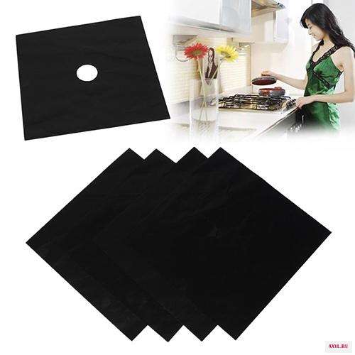 4Pcs/Set Gas Stove Cooker Boiler Hob Oil Protector Furnace Surface Protection Protecting Pad Mat Liner Clean | Дом - Цена: 177,04 - 220,22 руб.