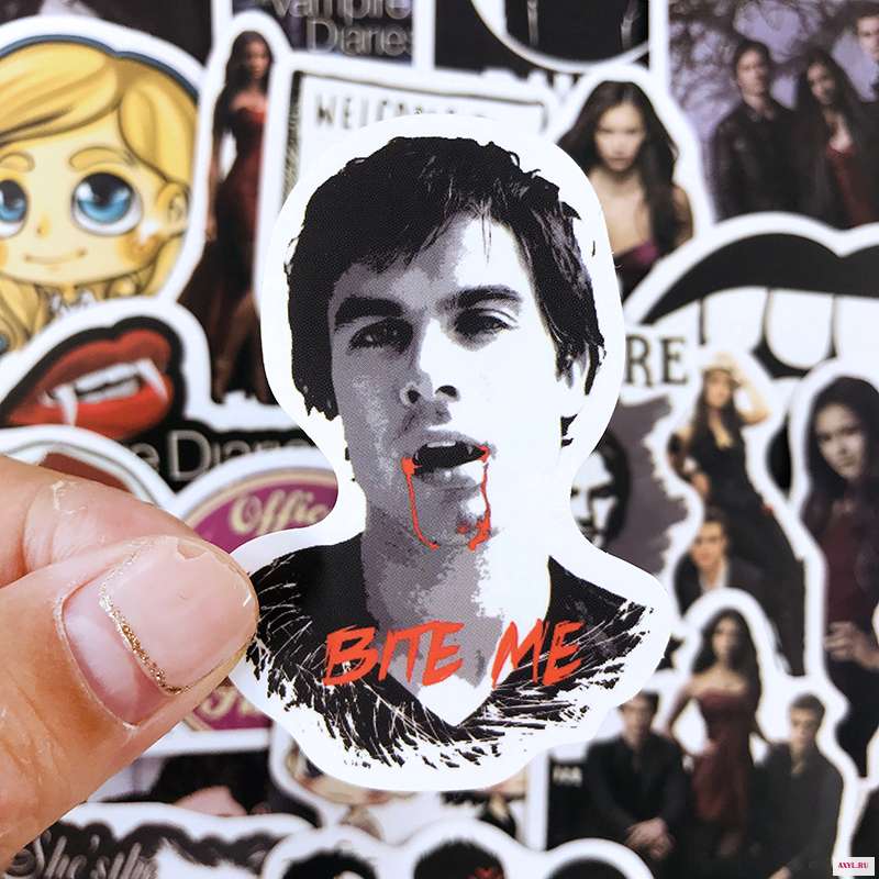 Стикеры водонепроницаемые Дневники вампира для холодильника мотоцикла скейтборда чемодана 10/50