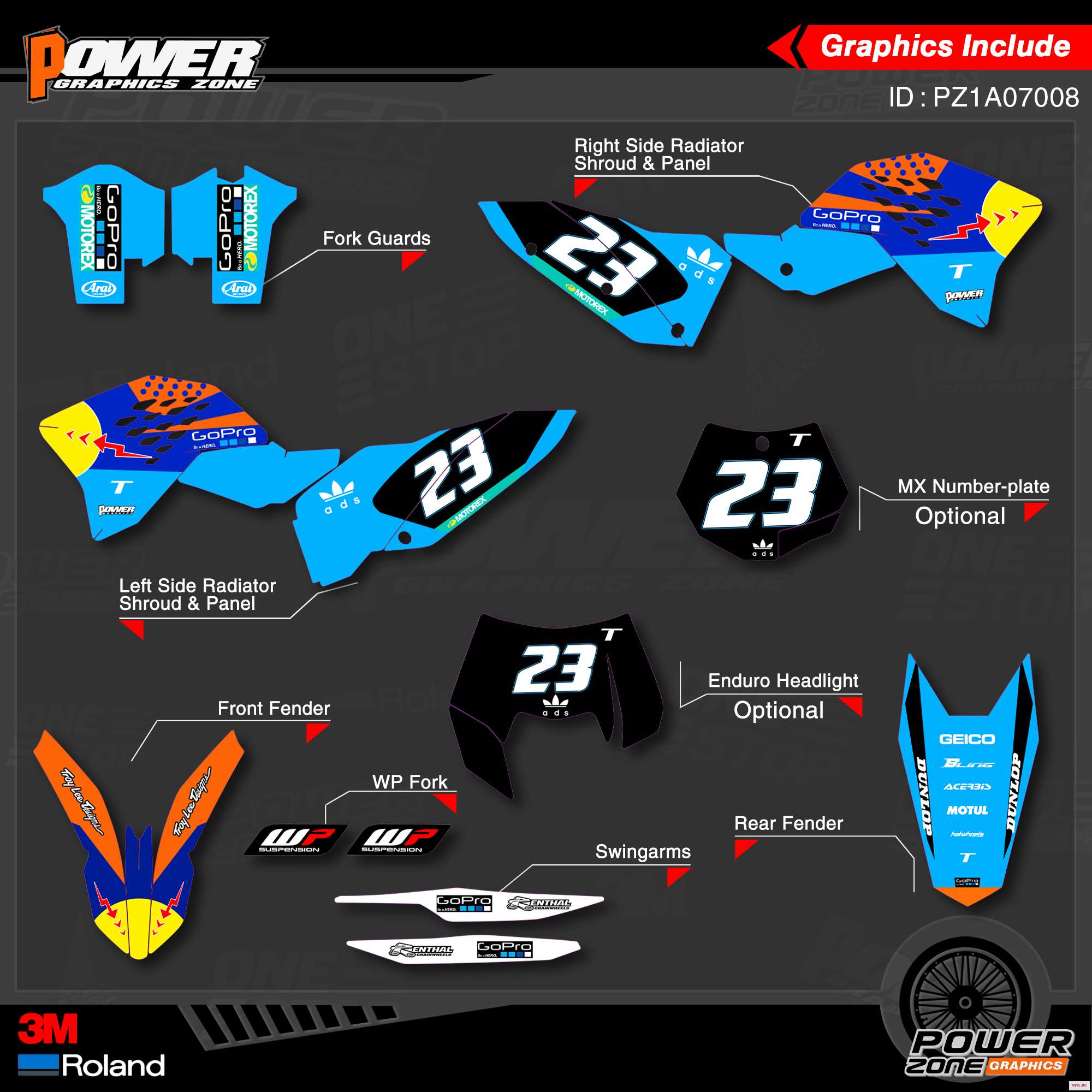 PowerZone Custom Team Graphics деколи для фона 3 м Набор наклеек KTM SX SXF MX 07 10 EXC XCW Enduro 08 11 125 до 500cc 08|Наклейки и стикеры| |