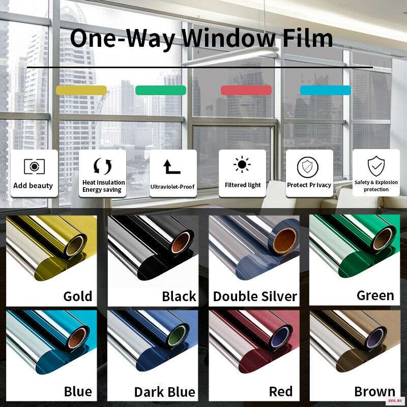 One Way Mirror Window Privacy Film UV Blocking Heat Control Self Adhesive Reflective Glass Tint for Home Kitchen - Цена: 