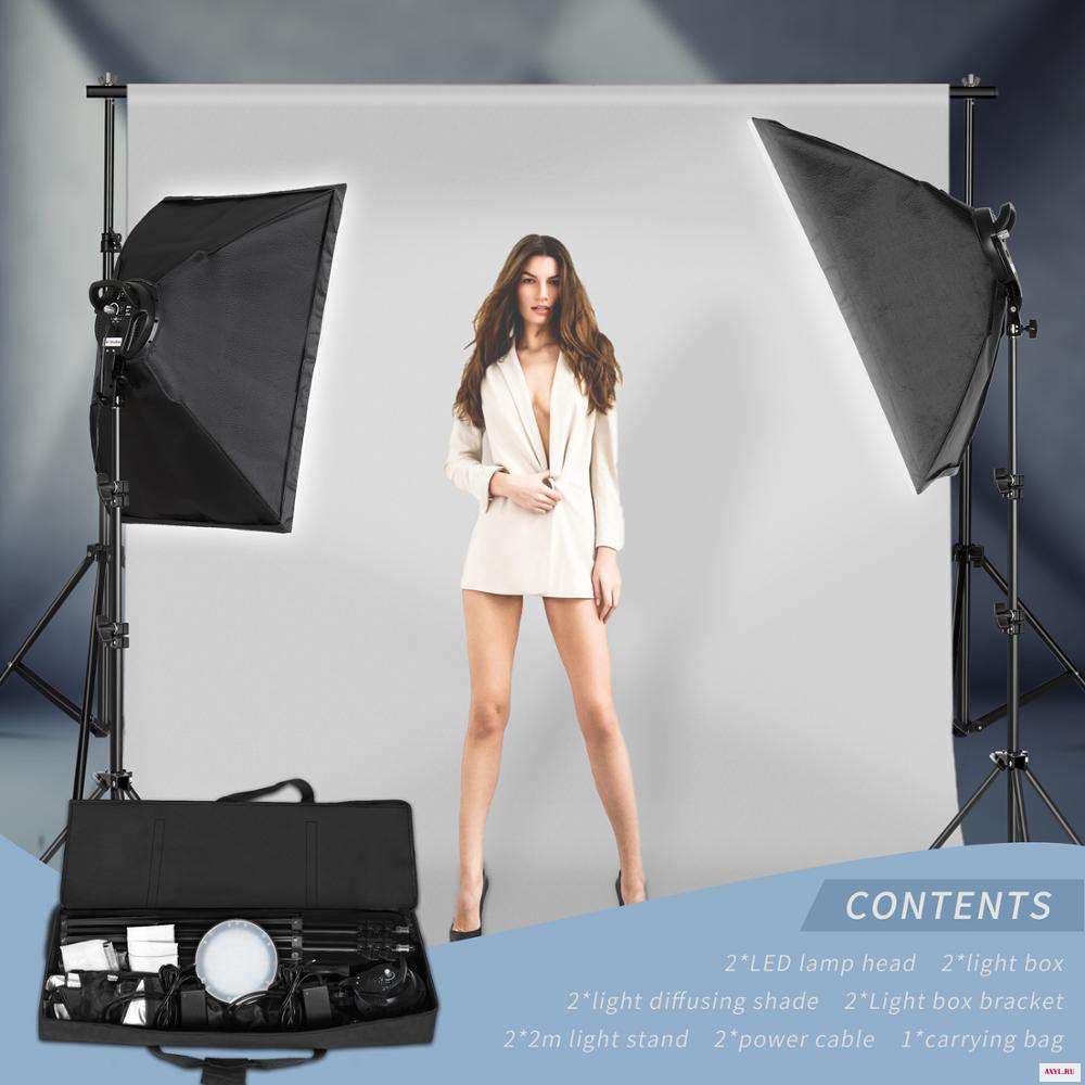Комплект освещения Softbox 50 см * 70 45 Вт двухцветный приглушаемый светодиодный комплект для фотостудии фото