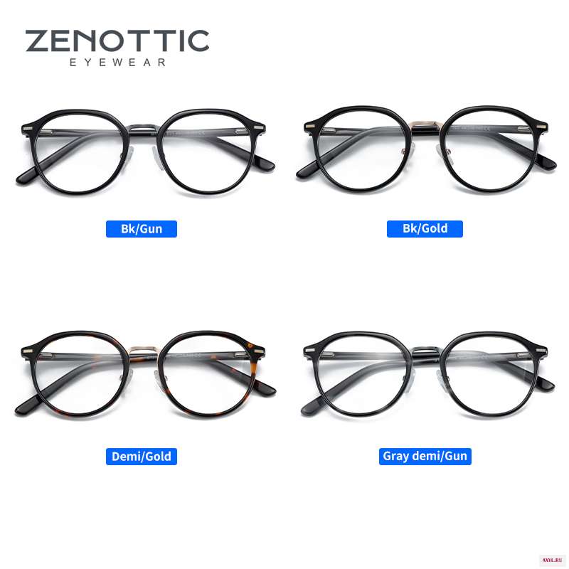 Ацетатные оправы для очков ZENOTTIC винтажные круглые очки близорукости дальнозоркости Рецептурные линзы с
