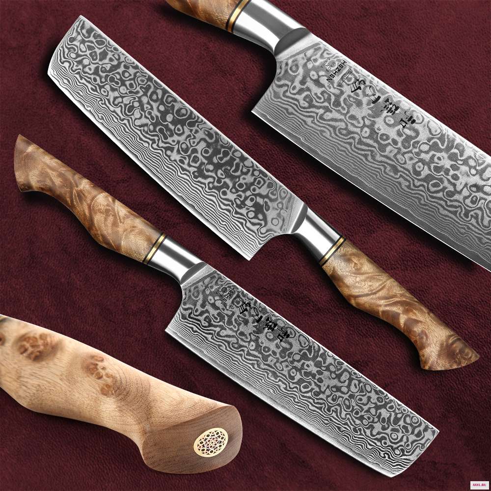 HEZHEN 7 дюймов Ножи накири Профессиональный Дамасская сталь Супер японский нож шеф повара высокоуглеродный
