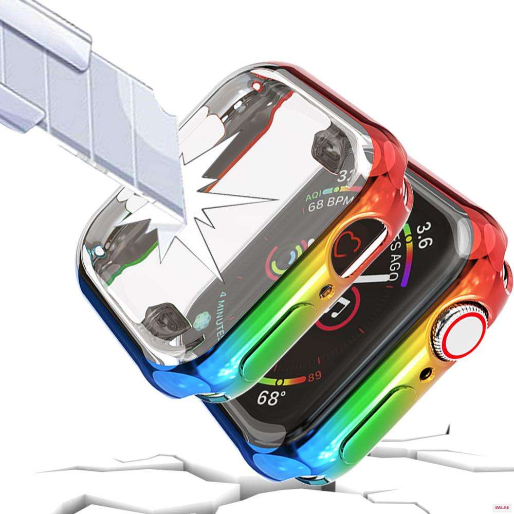 Юбки пачки радужной расцветки Защита Чехол для apple watch series 5/4 гальваническим мягкий Silica гелевый пакет часы