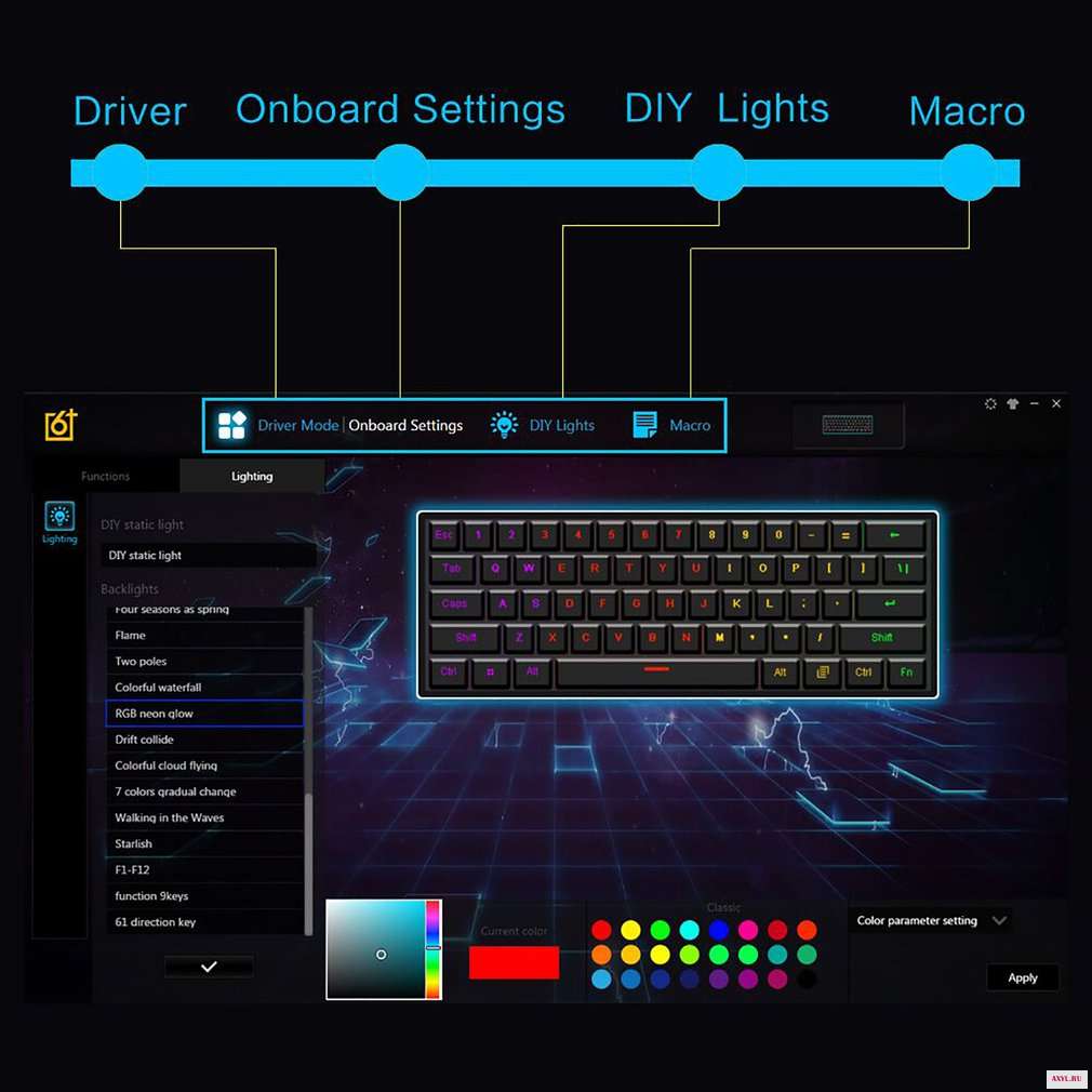 GK61 сменная 60% RGB клавиатура индивидуальный комплект печатная плата монтажная пластина чехол геймерская