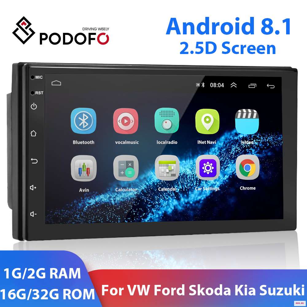 Podofo 2Din Android 8 1 автомобильный мультимедийный плеер Авто Радио 2 din GPS WI FI для VW Ford Toyota Nissan Шкода Лада Hyundai Kia