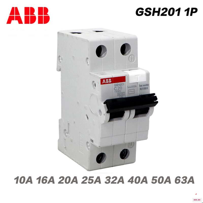 ABB Electric GSH201 1P + N 2P AC C 40A 30MA мини автоматический выключатель утечки воздуха защитный переключатель устройство
