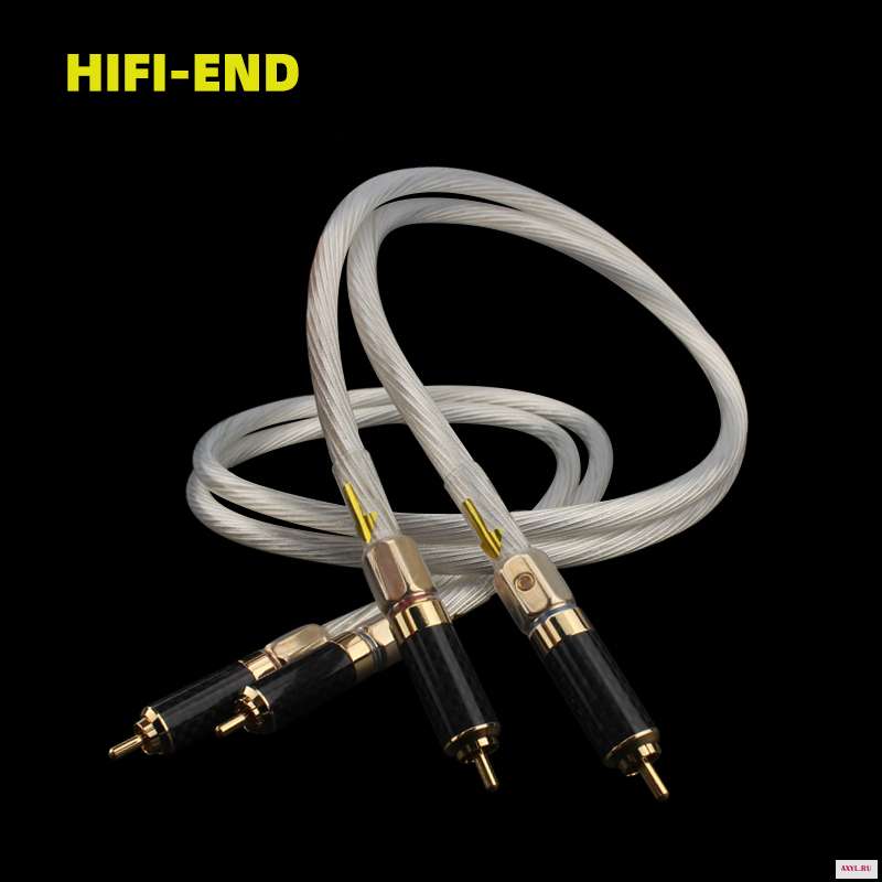 Hi Fi аудиокабель 5NOCC один кристалл серебристый RCA кабель позолоченный адаптер из углеродного волокна|Кабели