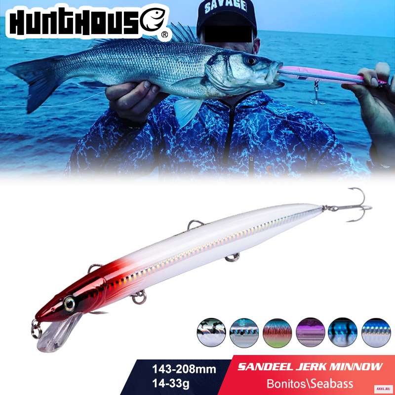 Приманка для рыбалки Hunthouse minnow sandeel jerkminnow плавающая гольян 143 мм/14 г 173 мм/23 208 мм/33 рыбалки|Наживки| |