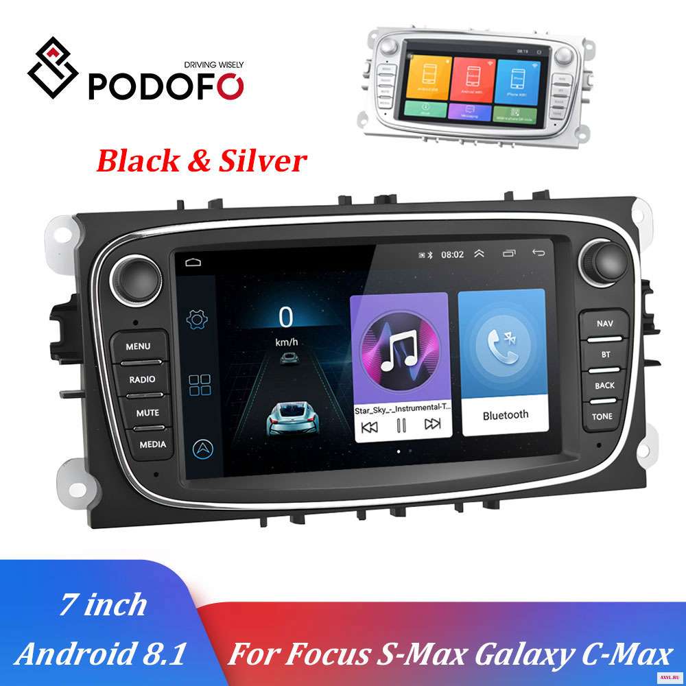 Podofo Android 8 1 2 Din Автомобильный мультимедийный плеер GPS WI FI авто 7 ''автомобиля радио для Ford Focus/S Max/Mondeo 9/GalaxyC