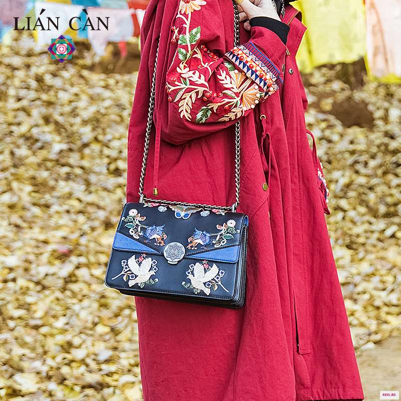 LIAN CAN Chian сумка с вышивкой Национальный стиль сумки через плечо - Цена: 