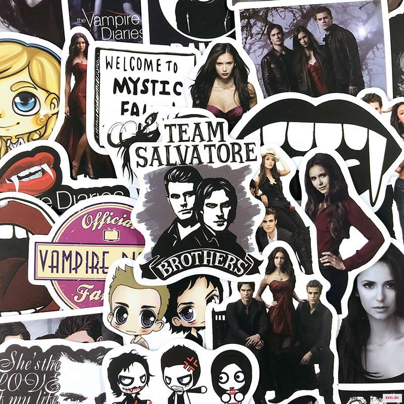 Стикеры водонепроницаемые Дневники вампира для холодильника мотоцикла скейтборда чемодана 10/50