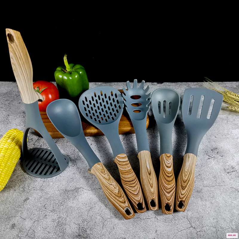 11 шт Силиконовые нейлоновые кухонные принадлежности набор антипригарная лопатка Черпак Тернер ложка щипцы