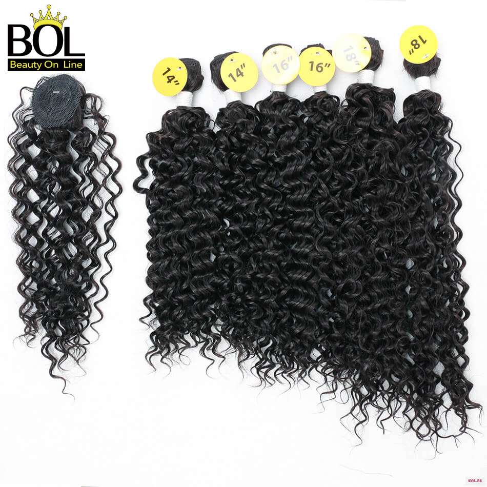 Кудрявые вьющиеся волосы пряди 14 &quot 16&quot 18 1B # синтетические для - Цена: 1 090,32 руб.